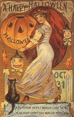 vintage-halloween-pumpkin-woman-black-cat